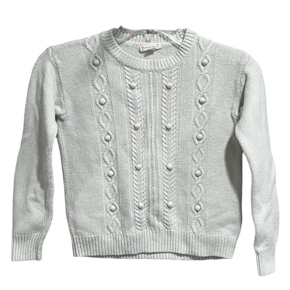 J Crew Cuts Girls Wool Blend Knit Sweater Size 8 White Baubles Preppy Winter